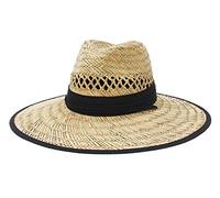 Jelord Sombrero de Paja Hombre Sombrero de Safari para Campo Decoración de Tela Limpresa con ala Ancha Anti-UV Sombrero de Panamá Verano Unisexo 58 CM