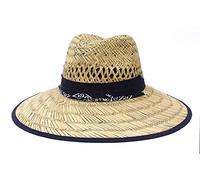 Jelord Sombrero de Paja para Hombre Modelo Panamá Sombrero de Safari de Verano para Campo Sombrero de Playa Decoración de Tela Limpresa con ala Ancha Anti-UV,58 CM