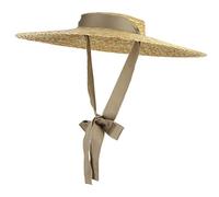 Jelord Sombrero de Panama - Canotiers para Mujer - Pamela de Paja Natural - Sombrero Playa Mujer Plegable - con ala Grande Verano