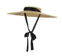 Jelord Sombrero de Panama - Canotiers para Mujer - Pamela de Paja Natural - Sombrero Playa Mujer Plegable - con ala Grande Verano