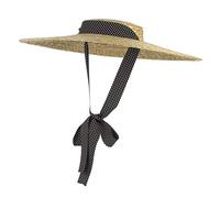 Jelord Sombrero de Panama - Canotiers para Mujer - Pamela de Paja Natural - Sombrero Playa Mujer Plegable - con ala Grande Verano