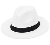Jelord - Sombrero Fedora Hombre de Fieltro de Lana ala Ancha Sombrero Mujer Invierno Sombrerera de Jazz Clásico de con Cinta Vintage Elegante
