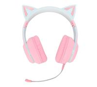 Jelquix Auriculares Inalámbricos para Juegos, Auriculares Plegables Bluetooth 5.3 para Juegos, Lindos con Cable Auxiliar LED de 3,5 Mm y Micrófono Desmontable, Ideales para de PC (Pink)