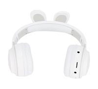 Jelquix Auriculares Plegables de Conejo, Inalámbricos sobre la Oreja con Luz LED, Diadema Ajustable, Tiempo de Reproducción de 12 Horas, Conector de 3,5 Mm para Niñas y Niños de 3 Años o Más (White)