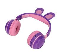 Jelquix Auriculares Plegables de Conejo, Inalámbricos sobre la Oreja con Luz LED, Diadema Ajustable, Tiempo de Reproducción de 12 Horas, Conector de 3,5 Mm para Niñas y Niños de 3 Años o Más (Purple)
