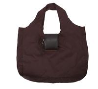 Jelquix Bolsa de Compras Plegable, de Cuero y Nailon de Primera Calidad, Ligera y Resistente Al Desgaste, con Llavero Incorporado, Diseño Elegante para Compras Diarias Viajes (Café)