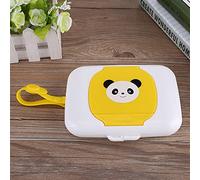Jelquix Caja de Toallitas Húmedas para bebé, Dispensador Portátil Duradero de Caja de Pañuelos para Viajes Al Aire Libre, Hecho de Material PP Ecológico (panda amarillo)