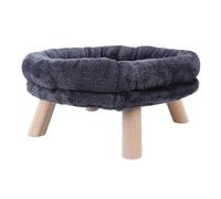 Jelquix Cama Elevada para Gatos, sofá Multifuncional Elevado para Mascotas con Almohadilla Extraíble Lavable para Gatos de Interior, Marco de Madera de Pino, Hamaca de Tela Transpirable Que Absorbe