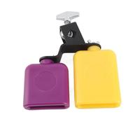 Jelquix Campana de Vaca de de Madera, Instrumento de Percusión Cuadrado Amarillo Púrpura, Instrumento Musical con Soporte de Metal con Sonido Claro, Ideal para Cultivar el Sentido del Ritmo Musical
