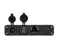 Jelquix Cargador USB Dual de Nailon, Voltímetro, Encendedor de Cigarros, 12V, para Motocicleta, ATV, Rojo, 1,7 Pulgadas (luz Verde)