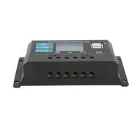 Jelquix Controlador de Panel Solar con Excelente Chip para Carga Fotovoltaica para el Hogar y la Industria, Material ABS Negro, Pantalla LCD Autoadaptable de 12 V 24 V Controlador de Carga Solar (10A)