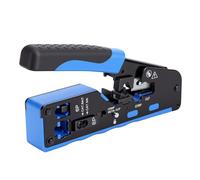 Jelquix Herramienta de Engarzado RJ45 para Cable Cat5e Cat6 Cat7 | Cortador Pelacables de Red, Engarzadora de Paso a Través de Ethernet, con Agarre Antideslizante y Construcción Sólida