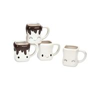 Jelquix Juego de 4 Tazas de Cerámica con Diseño de Malvavisco, Coloridas y Divertidas Tazas de café Aptas para Lavavajillas, Ideal para Decoración del Hogar, Chocolate Caliente, café y Helado (#1)