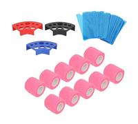 Jelquix Juego de Suministros para Tatuajes, 200 Fundas para Bolígrafos Azules con 10 Cintas de Agarre para una Experiencia óptima de Tatuaje (PINK)