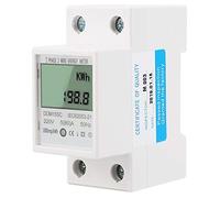 Jelquix Medidor de Energía de Carril DIN con Pantalla Digital LCD para Monofásico con Señal LED Roja, Ideal para Uso Doméstico, 5-80A