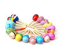 Jelquix Mini Maraca de Percusión de Madera Colorida para Educación Musical de Bebés, Juguete Seguro de Madera Maciza para Ejercicio de Agarre, Portátil en Cualquier Lugar