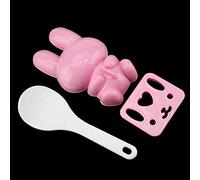 Jelquix Molde de Arroz para Sushi, Bonito Diseño de Conejo, Herramienta Sencilla para Hacer Onigiri DIY para Niños, Amarillo y Rosa, 3 uds. (PINK)