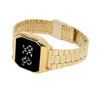 Jelquix Reloj Electrónico LED Tetragonum con Función de Alarma, Cronógrafo y Luz Nocturna, Adecuado para Entusiastas del Deporte (Oro Rosa)