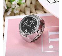 Jelquix Reloj Redondo de Cuarzo con Anillo de Dedo, Reloj de Amor único y Duradero para Uso Diario, Material de Aleación y Acero Inoxidable (Black)