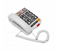 Jelquix Teléfono Fijo con Cable Extra Ruidoso, Teléfono Grande con Auricular Amplificado de 110 DB, Marcación Rápida con 3 Fotos y Altavoz Manos Libres, para Personas Mayores con Problemas de (White)