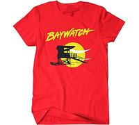 JELU Gown Baywatch Logo T-Tshirts Camisetas y Tops Movie Series Cult Hasselhoff Skirt Beach Lifeguard Fun Red(Large)