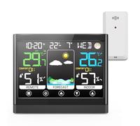 jely Estacion Meteorologica con Sensor Exterior Termómetro Higrómetro Interior Exterior con Pantalla VA Color Estación Meteorológica Inalámbrica para Temperatura,Humedad,Fase Lunar, Pronóstico Tiempo
