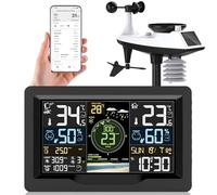 jely Estacion Meteorologica Wifi con APP Estación Meteorológica Interior y Exterior Termometro Higrómetro con Sensor Exterior, Pluviómetro, Anemómetro, Termómetro, Higrómetro, Pronóstico del Tiempo