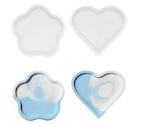 JelyArt 2 moldes de silicona para velas, diseño de corazón con flores, posavasos de silicona, moldes de resina epoxi para manualidades, decoración del hogar