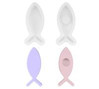 JelyArt 2 piezas de moldes de silicona en forma de pez para portavelas - Molde de fundición para resina epoxi, jabón y velas DIY Molde en forma de pez para decoración de comunión Regalo