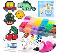 JelyArt Cuentas para Planchar - Fuse Beads Kit, Set de Manualidades para Niños y Niñas, 12,000 Piezas, 5mm, 36 Colores, 3 Plantillas, 2 Pinzas Juego de Cuentas Hama para Niños Regalo Cumpleaños DIY