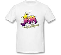 Jem and The Holograms Logo Men's T-Shirt Unisex White Cotton Print tee Shirts 3XL
