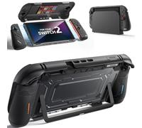 JEMDO Funda Split y Dockable para Switch 2, Grip Ergonómico Grueso de Silicona, Protección Integral Híbrida PC y TPU, Cubierta Antirrayaduras con 8 Ranuras para Juegos + 2 Tapas de Joystick