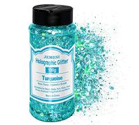 JEMESI 100g Brillo Corporal, Purpurinas Polvo, Chunky Glitter Flakes Paillette Brillante Decoración para Cara Maquillaje Pelo Arte Corporal Uñas y Mejilla - Turquesa