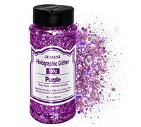 JEMESI 100g Brillo Corporal, Purpurinas Polvo, Chunky Glitter Flakes Paillette Brillante Decoración para Cara Maquillaje Pelo Arte Corporal Uñas y Mejilla - Púrpura