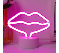JEMESI Letrero de neón con forma de labio, luz de neón LED rosa con batería, USB, para habitación de bebé, fiesta, decoración del hogar, regalos para niños, bodas