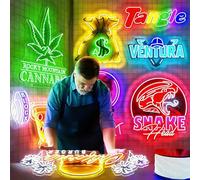 JEMESI - Letreros de neón personalizados con logotipo UV impresos, diseño de neón de logotipo de empresa personalizable, luz de neón LED regulable personalizada para para bar, salón de belleza, tienda