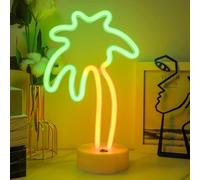JEMESI Luce Cocotero, Luz LED de Palma de Neón Alimentada por Batería/USB, Luces de Neón Cocotero con Base, Decoración para Fiesta de Cumpleaños, Dormitorio, Mesa, Regalos para Niños
