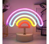 JEMESI Luz de neón arcoíris, iluminación nocturna LED portátil, lámpara arcoíris con base, ideal para cumpleaños, bares y fiestas