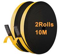 JEMESI Tira de Sellado Junta 12 mm (W) * 6 mm (H) * 10 m (L), Tiras de Sellado Autoadhesivas Prova di collisione y Aislamiento Acústico para Grietas y Espacios (Negro)