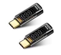 Jemey 2 adaptadores USB C de 240 W, transparente, 40 Gbps con pantalla LED, potencia de salida máxima 48 V/5 A, para iPhone 15 16 Pro Max, MacBook Pro y más dispositivos USB-C