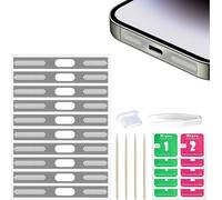 Jemey Kit de 21 calcomanías protectoras a prueba de polvo compatibles con iPhone 15 Pro Max, actualizaciones de teléfono móvil, altavoz de malla, cubierta adhesiva antipolvo con tapón antipolvo USB C