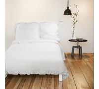 JEMIDI Juego de Ropa de Cama con Volantes - Funda nórdica de 220 x 240 cm - Juego de Cama Doble Ropa de Cama Blanca - Funda nórdica y Funda de Almohada Vintage - Blanco