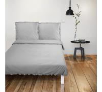 JEMIDI Juego de Ropa de Cama con Volantes - Funda nórdica de 220 x 240 cm - Juego de Cama Doble Ropa de Cama Gris - Funda nórdica y Funda de Almohada Vintage - Gris