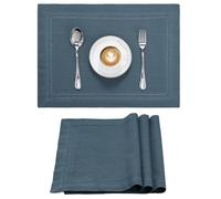 JEMIDI Salvamanteles Individuales - 4X Mantel Individual 33 x 48 cm de 100% Algodón Oeko-Tex - Manteles Individuales Lavables de Tela - Tapetes para Mesa con Dobladillo - Azul