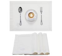 JEMIDI Salvamanteles Individuales - 4X Mantel Individual 33 x 48 cm de 100% Algodón Oeko-Tex - Manteles Individuales Lavables de Tela - Tapetes para Mesa con Dobladillo - Blanco