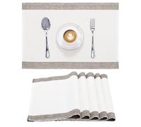 JEMIDI Salvamanteles Individuales - 6X Mantel Individual 33 x 48 cm de 100% Algodón Oeko-Tex - Manteles Individuales Lavables de Tela - Tapetes para Mesa Natural/Blanco Roto