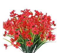 JEMONG 12 Paquetes de Flores Artificiales para Exteriores, Resistentes a los Rayos UV, Flores Falsas Que no se decoloran, para jardín, Porche, Ventana, decoración (Rojo Oscuro)