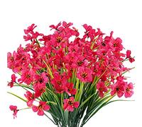 JEMONG - Lote de 12 Flores Artificiales para Exteriores, Resistentes a los Rayos UV, no se desvanecen, Plantas Falsas de plástico para jardín, Porche, Ventana, decoración (Fuhia)