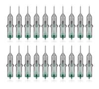 Jemora 20PCS 0401RL Cartucho de tatuaje Agujas Tubos Aguja de bordado de cejas Aguja de acero inoxidable Carcasa de aguja acrílica transparente Suministros de tatuaje para artista principiante