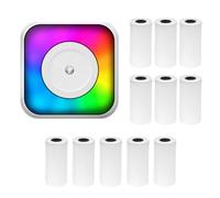 Jemora Mini Impresora Térmica Fabricante de Pegatinas Portátil Multifunción con Luz RGB Impresión Instantánea de Fotos Sin Tinta Soporte Conexión BT para Smartphone con 11 Rollos de Papel Térmico 57mm